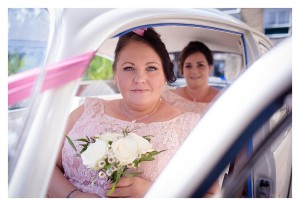 bridesmaids in wedding car