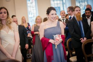 bridesmaids coming down aisle