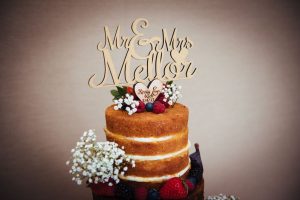 wedding cake topper flowers signage