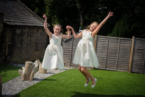 bridesmaids jump for joy