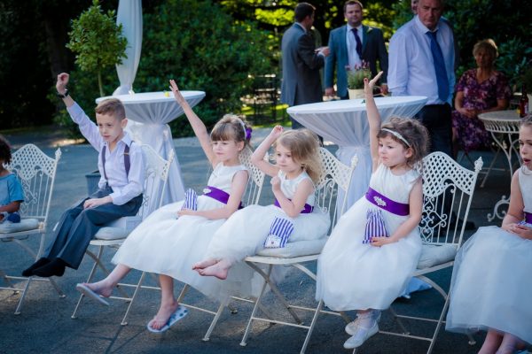 children play at the wedding