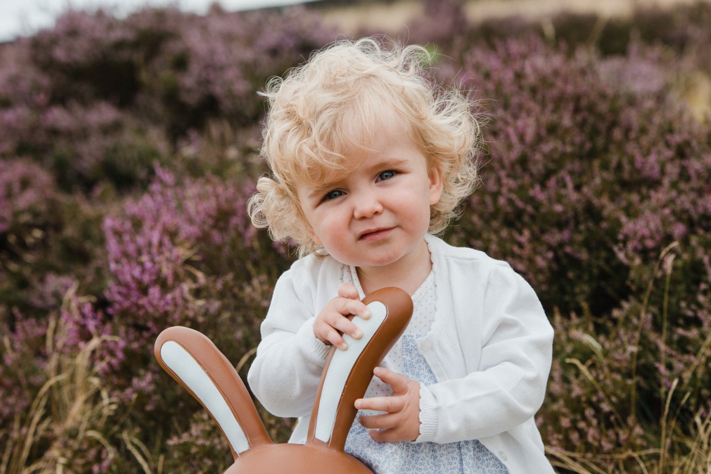 toddler on the yorkshire moors looking at camera