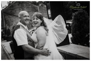 black and white portrait of the bride and groom