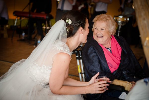 grandma and bride share a laugh