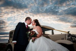 picturesque sky sunset bridal couple