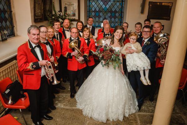 Dobcross Silver Band with bride and groom