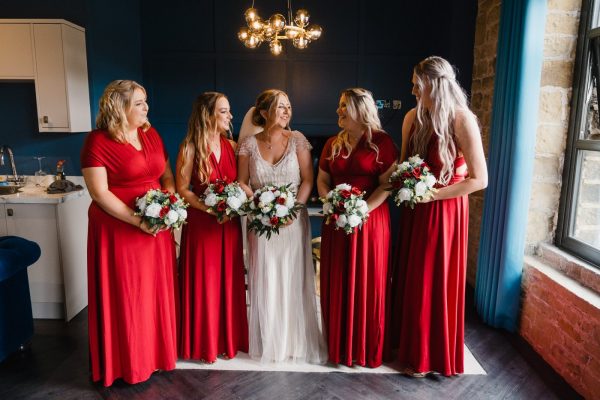 bridesmaids ready before the ceremony at Bowers Mill aparthotel